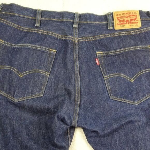 Levi's 501 Blue Straight Fit Denim Jeans W38 x L32 - Picture 1 of 8